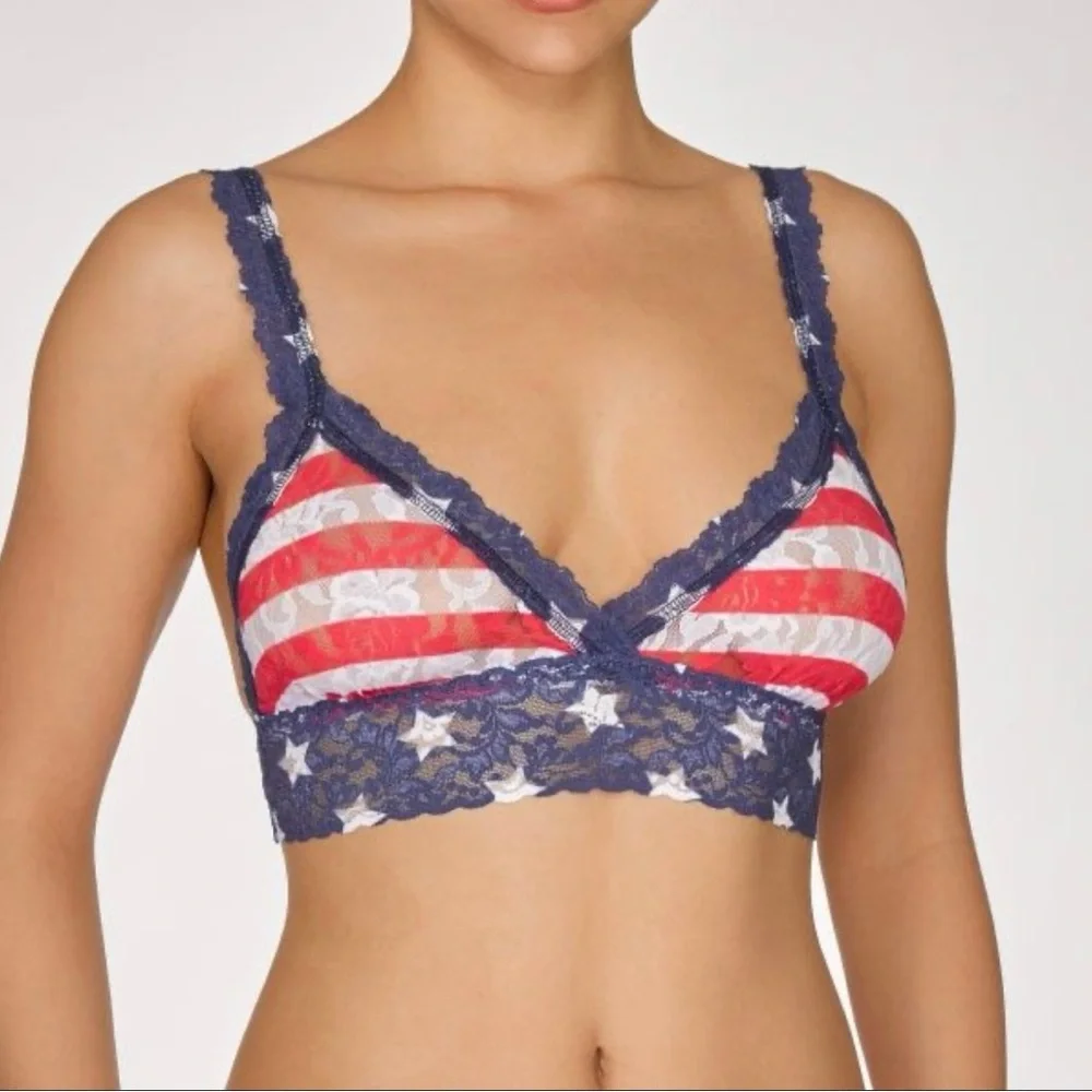 Hanky Panky Red White & Blue Stars & Stripes Lacey Bralette, Size Small - Picture 6 of 6